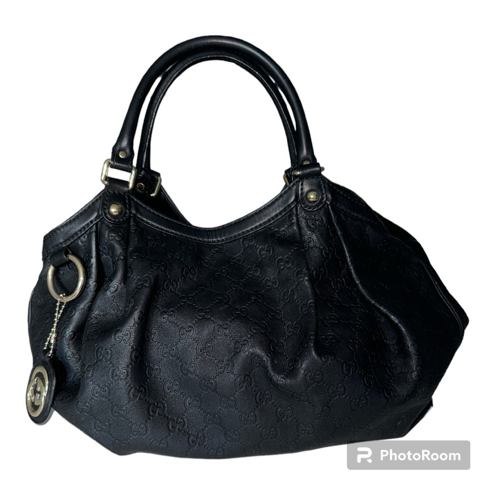 Gucci Guccissima Sukey GG Leather Hobo Tote Bag